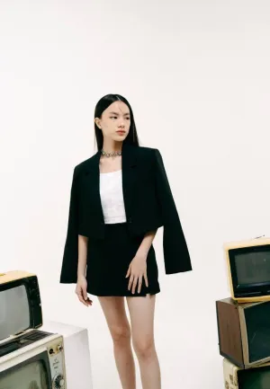 Long Sleeve Crop Blazer with Lapel