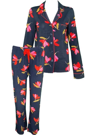 Love Blooms PJ Set in Navy