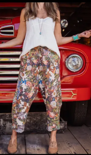 Love Language Linen Floral Cropped Artist Pants