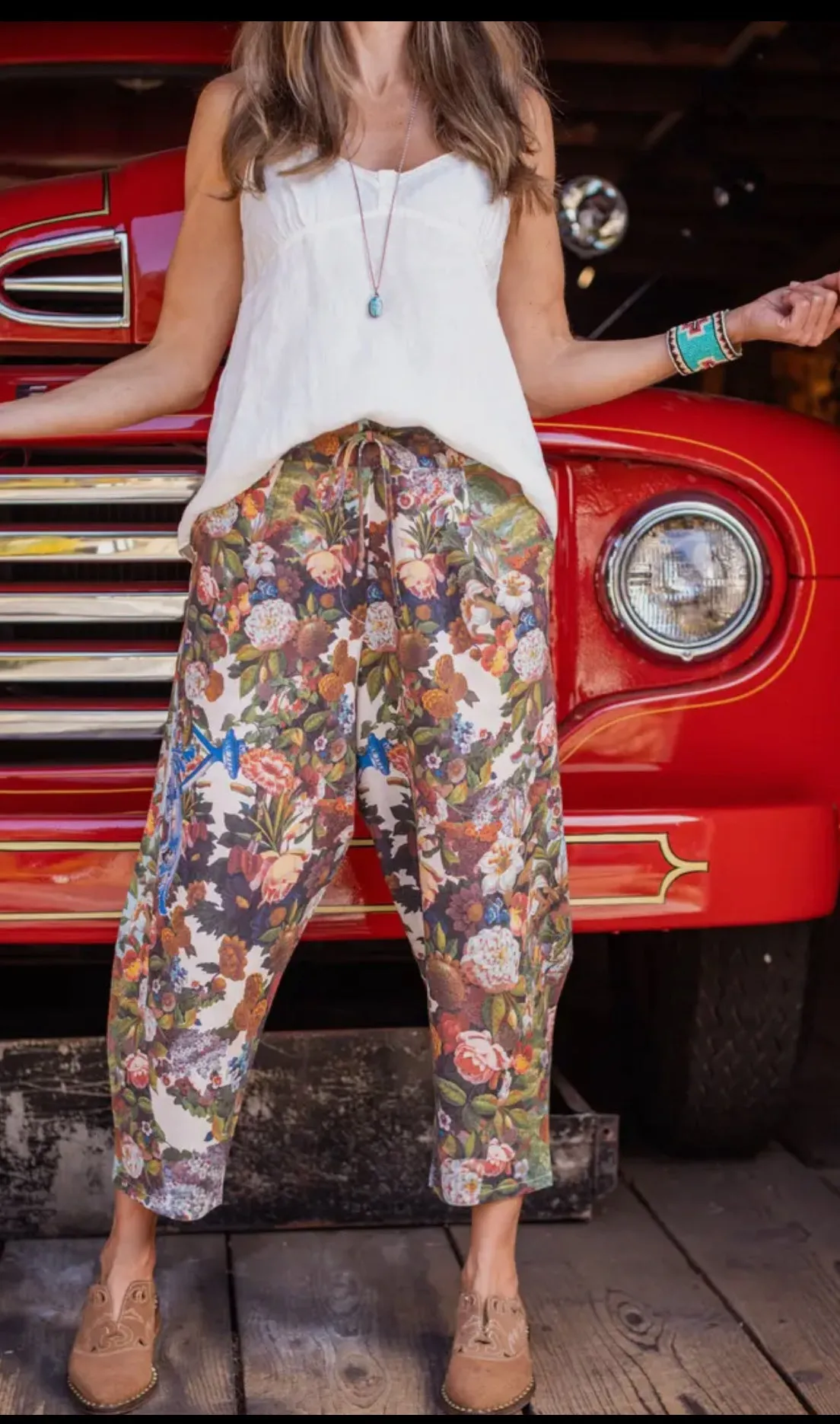 Love Language Linen Floral Cropped Artist Pants