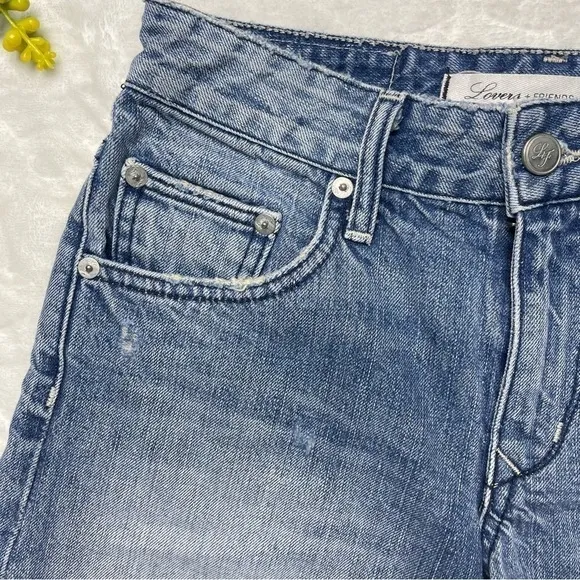 Lovers   Friends Dylan Cuffed  Boyfriend Denim Jean Shorts in Skycrest Size 24