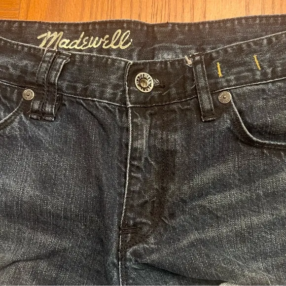 Madewell Raw Hem‎ Cuffed Dark Wash Blue Cotton Denim Jean Shorts Size 28