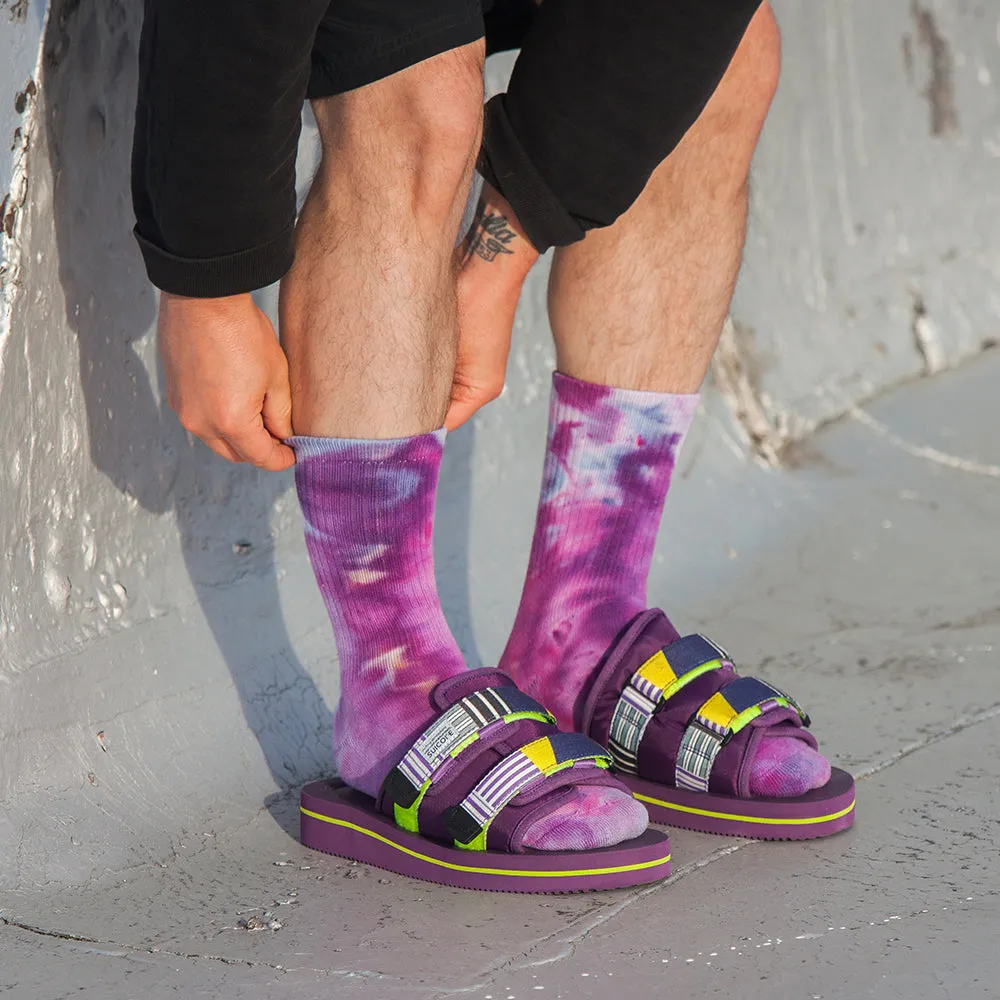 Major Leisure for Druthers Cosmic Tie Dye Organic Cotton Crew Socks - Purple