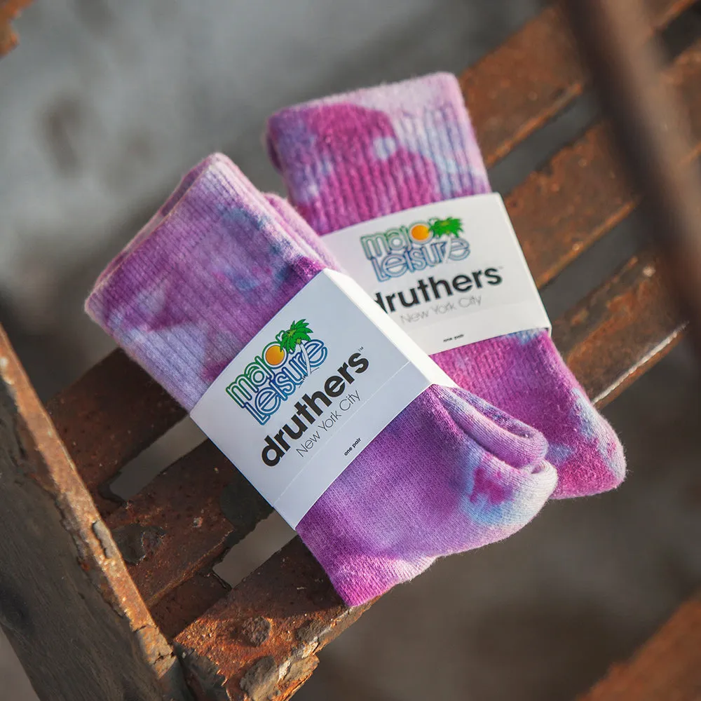 Major Leisure for Druthers Cosmic Tie Dye Organic Cotton Crew Socks - Purple