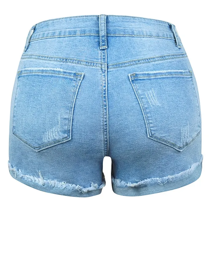 Make It Mid Rise Distressed Denim Shorts