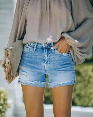 Make It Mid Rise Distressed Denim Shorts