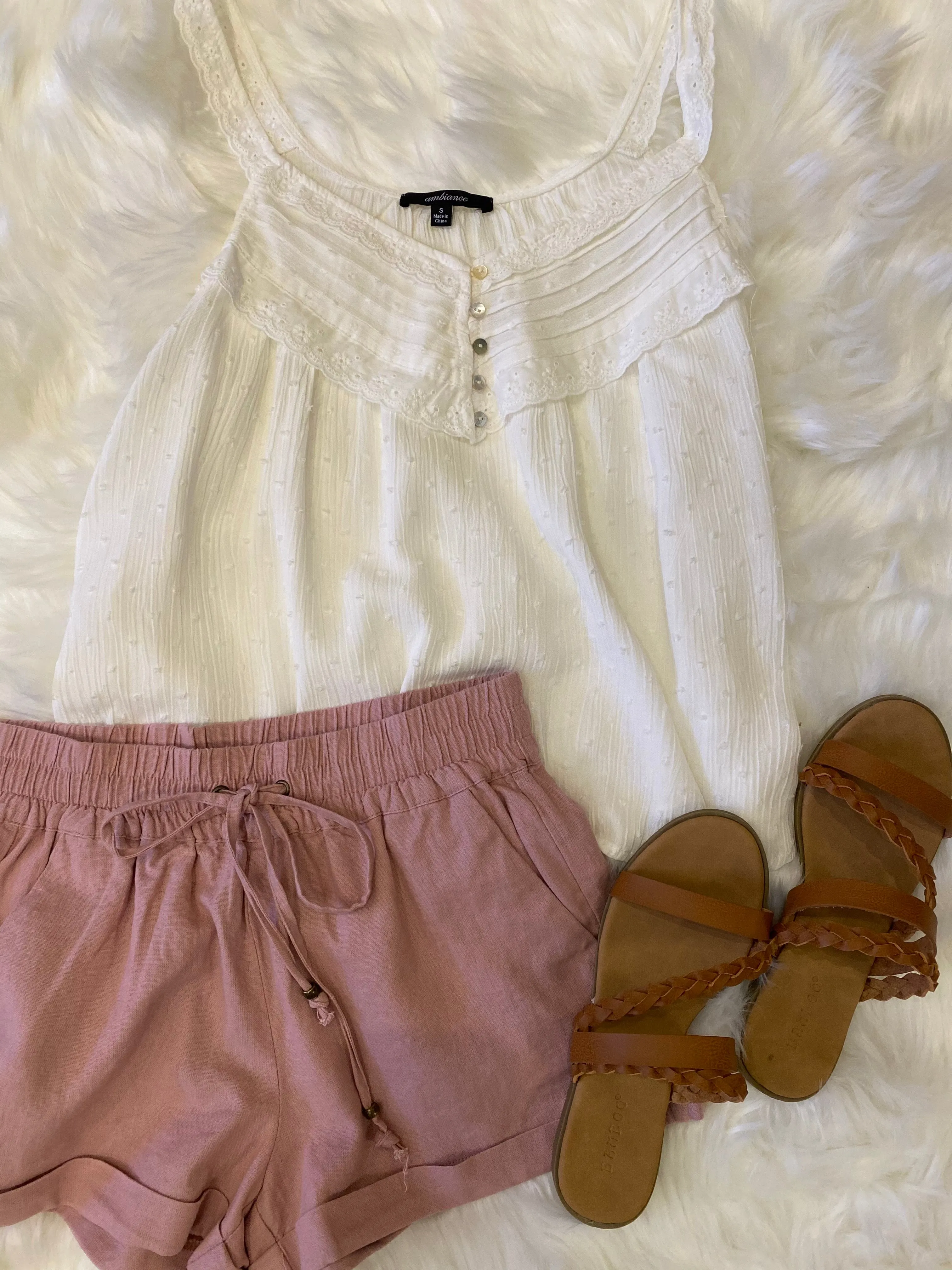 Mauve Linen Shorts