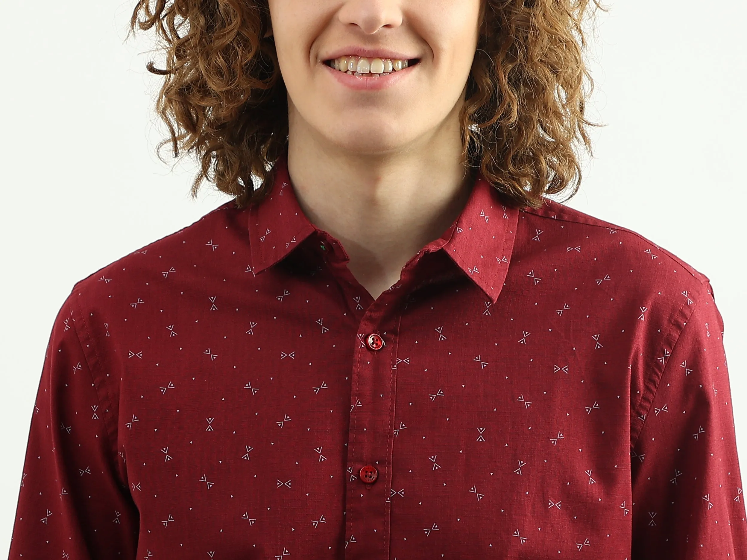 Men Printed Spread Collar Shirt
