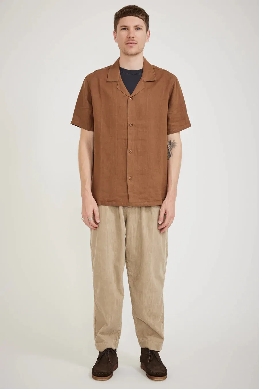 Mens Campo Linen Shirt Burnt Ochre