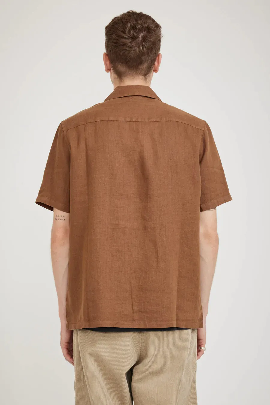 Mens Campo Linen Shirt Burnt Ochre
