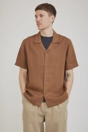 Mens Campo Linen Shirt Burnt Ochre