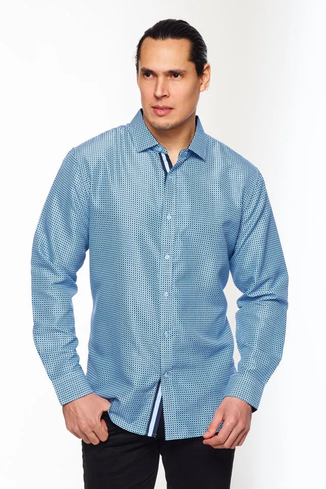 Mens Long Sleeve Printed Casual Button-Down Shirts-HLS2004-115