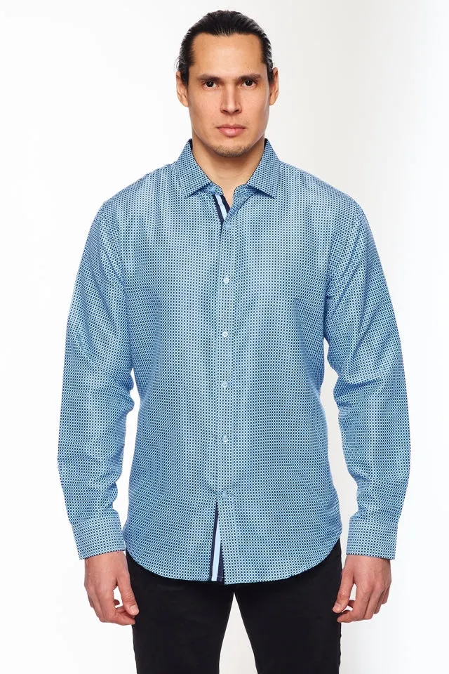 Mens Long Sleeve Printed Casual Button-Down Shirts-HLS2004-115