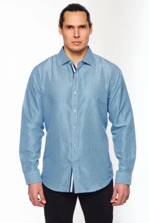 Mens Long Sleeve Printed Casual Button-Down Shirts-HLS2004-115