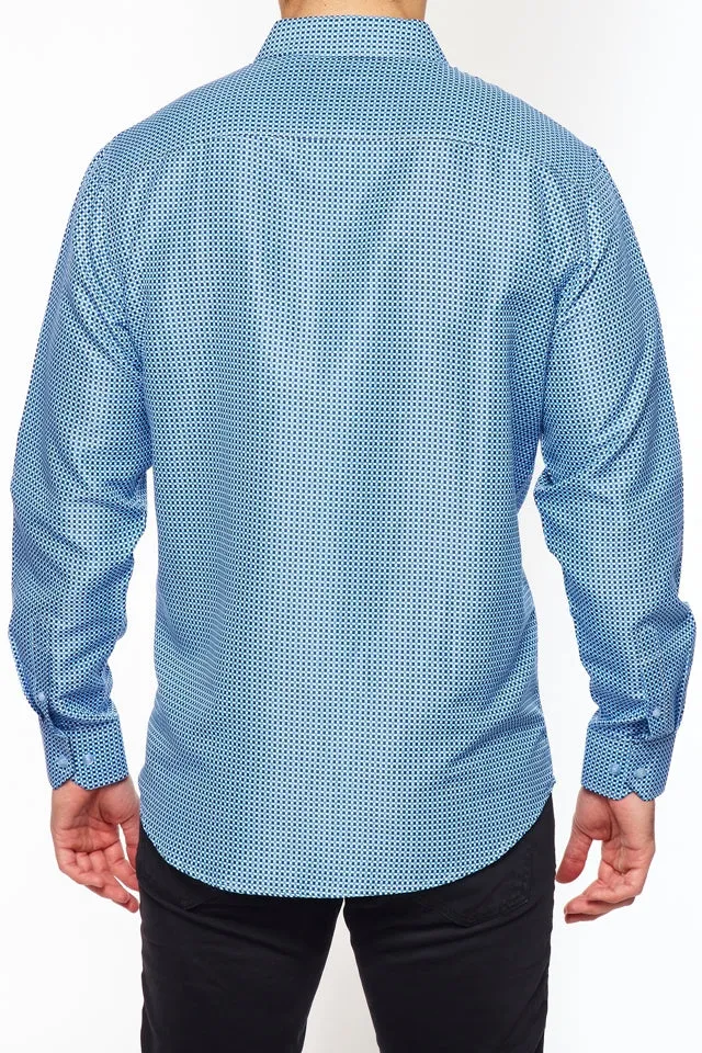 Mens Long Sleeve Printed Casual Button-Down Shirts-HLS2004-115