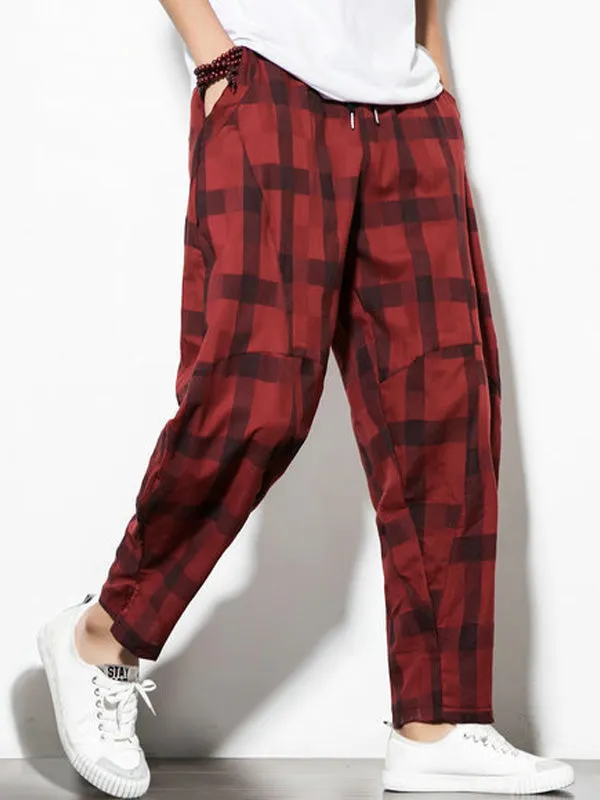 Men's Plaid Tapered Pants