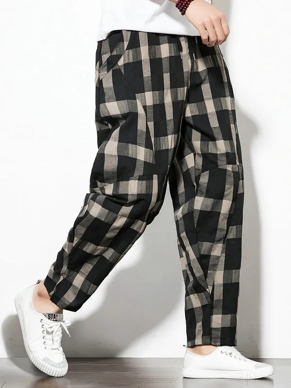 Men's Plaid Tapered Pants