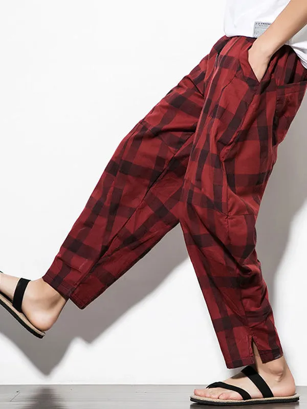 Men's Plaid Tapered Pants