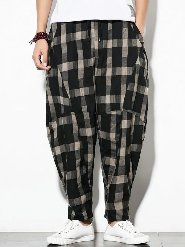 Men's Plaid Tapered Pants