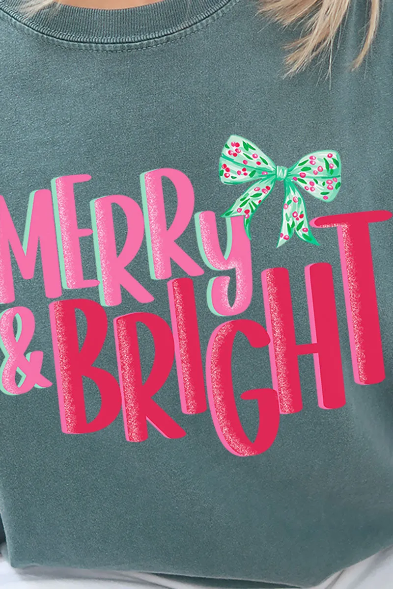 Merry And Bright Coquette Bow Comfort Colors Adult Ring-Spun Cotton Tee