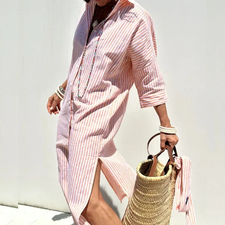 Mikka® | Elegant Striped Shirt Dress