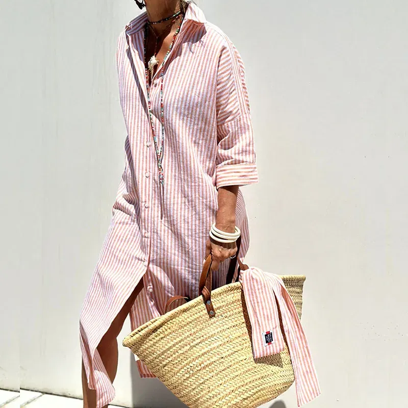 Mikka® | Elegant Striped Shirt Dress