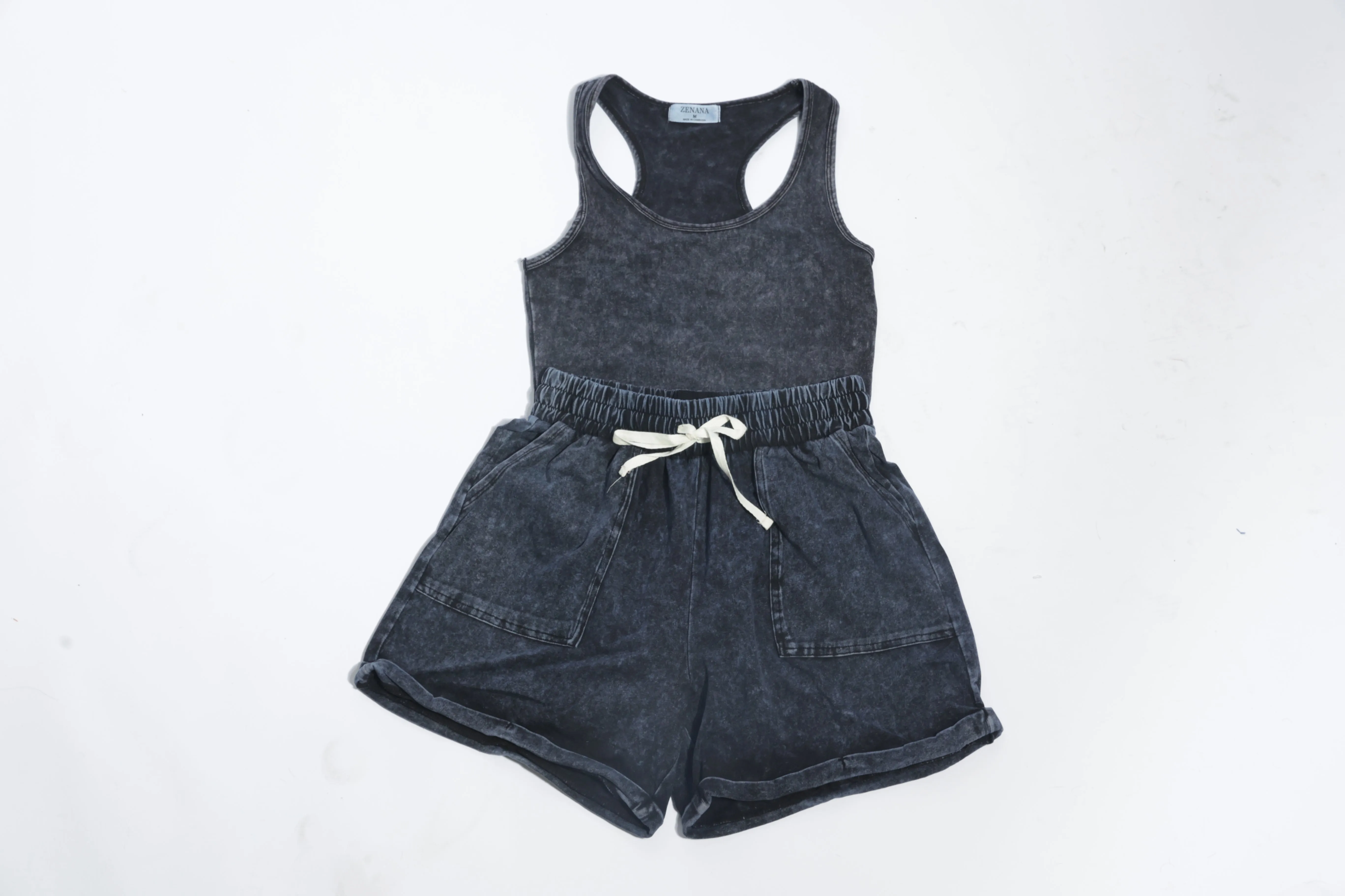 Mineral Wash Drawstring Shorts