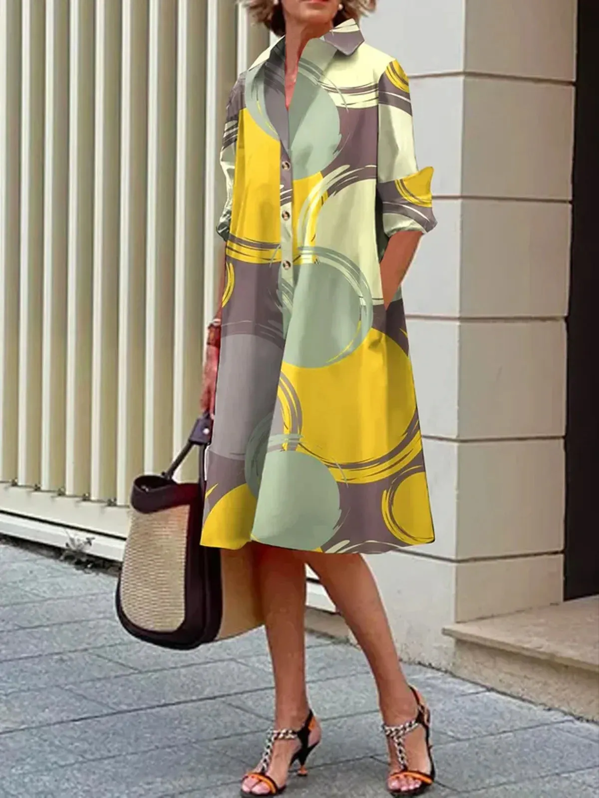 Miranda - Urban abstract polka dot shirt dress