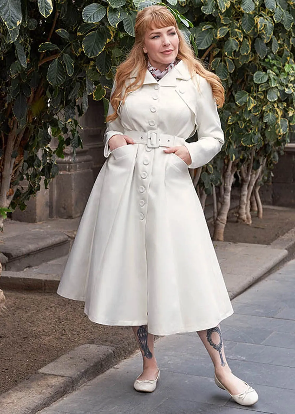 Miss Candyfloss Anais May Waterafstotende 50's Swing Jas Creme