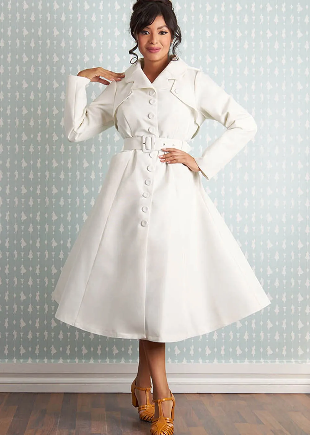 Miss Candyfloss Anais May Waterafstotende 50's Swing Jas Creme