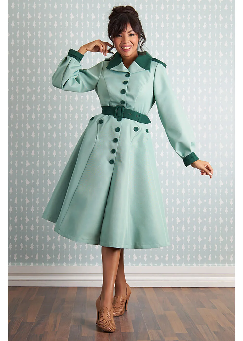 Miss Candyfloss Aude Waterafstotende 50's Swing Jas Mint