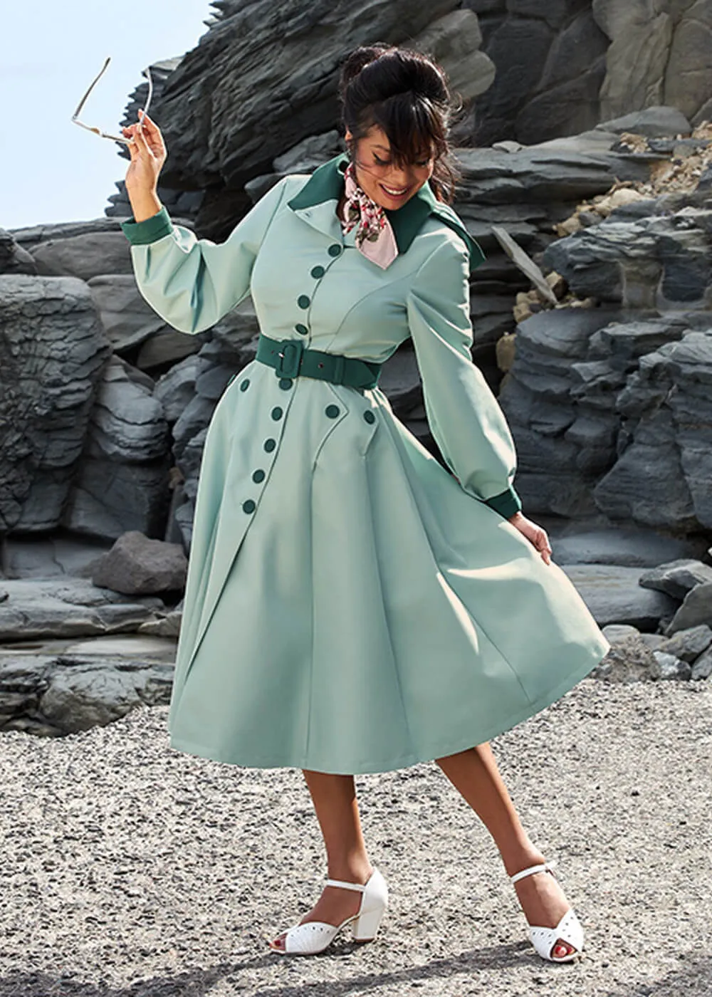 Miss Candyfloss Aude Waterafstotende 50's Swing Jas Mint