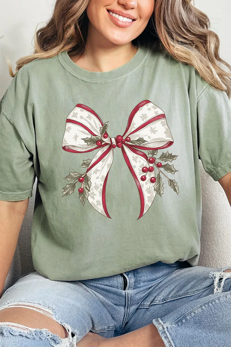 Mistletoe Moment Bow Comfort Colors Adult Ring-Spun Cotton Tee
