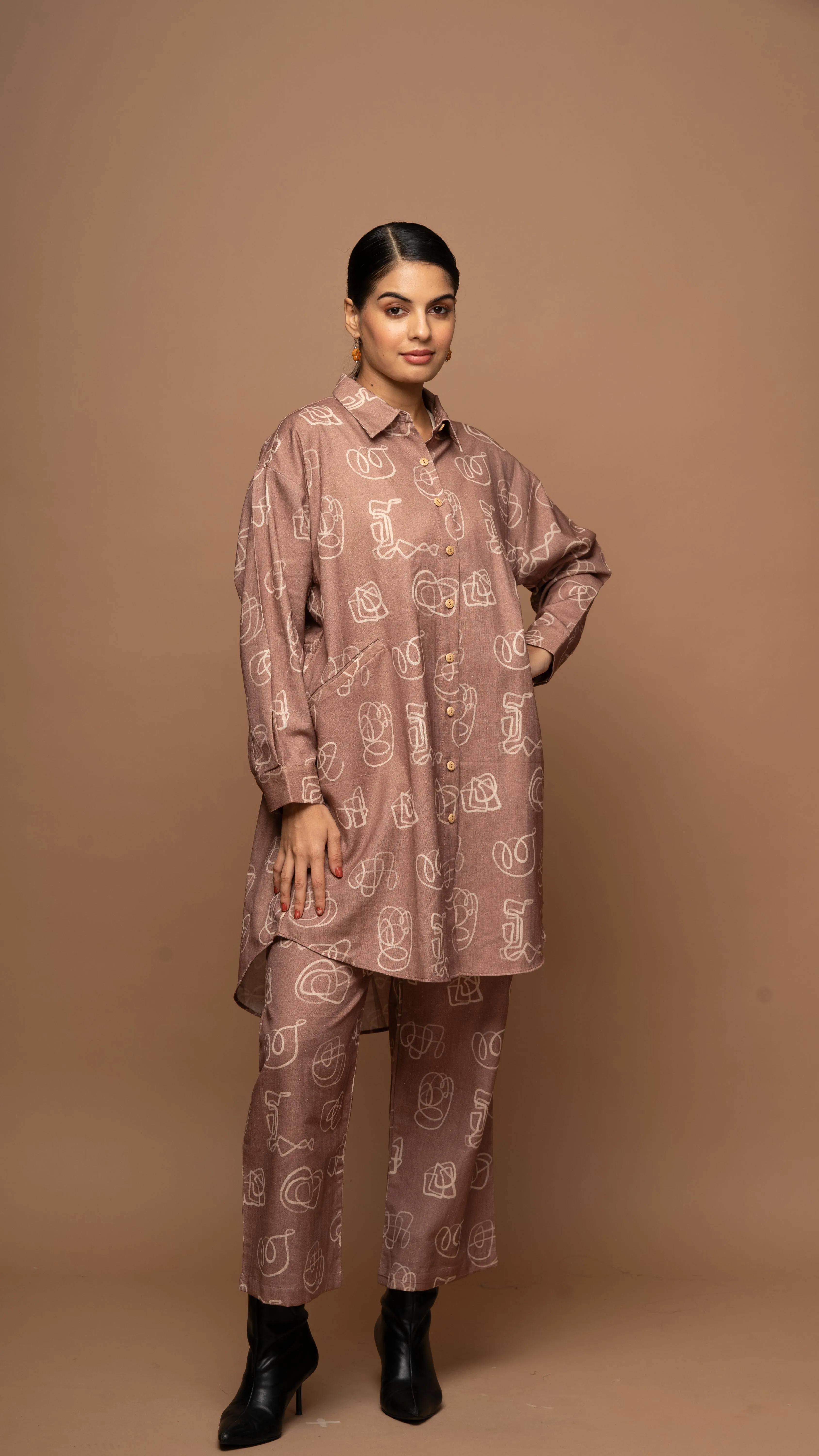 Mocha Mirage Co-ord Pants Set in And I dream more Pattern
