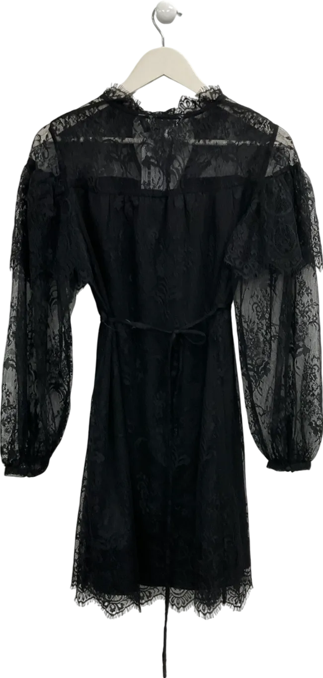 Next Black Long Sleeve Lace Shirt Dress UK 6