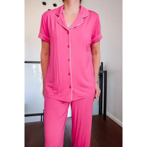 NORDSTROM Moonlight Eco Crop Pajamas in Pink Carmine Size Small