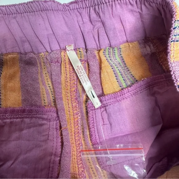 NWOT Free People Barbados Blooms Shorts in purple/orange stripe