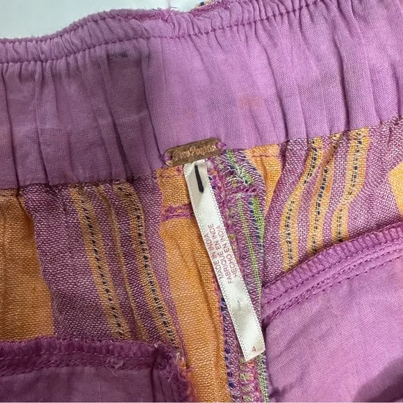 NWOT Free People Barbados Blooms Shorts in purple/orange stripe