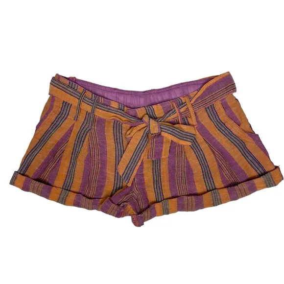 NWOT Free People Barbados Blooms Shorts in purple/orange stripe