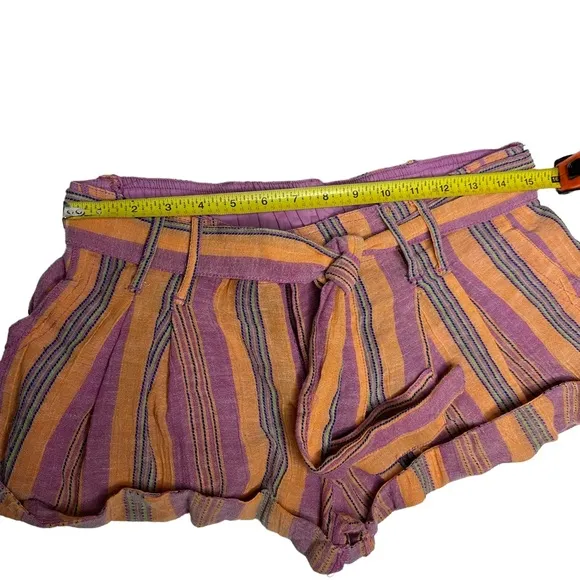 NWOT Free People Barbados Blooms Shorts in purple/orange stripe