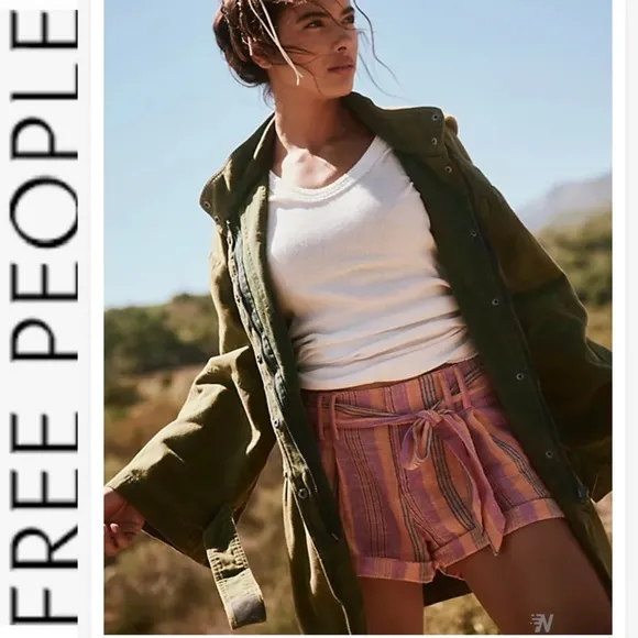 NWOT Free People Barbados Blooms Shorts in purple/orange stripe