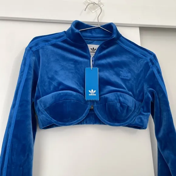 NWT Adidas X Jeremy Scott Velour Bustier Cropped Track Top Sweater Size XL