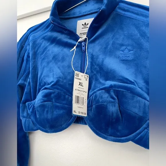 NWT Adidas X Jeremy Scott Velour Bustier Cropped Track Top Sweater Size XL