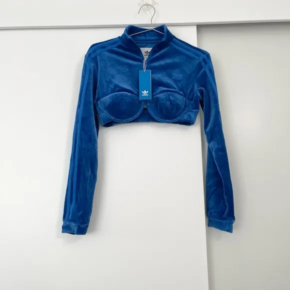NWT Adidas X Jeremy Scott Velour Bustier Cropped Track Top Sweater Size XL