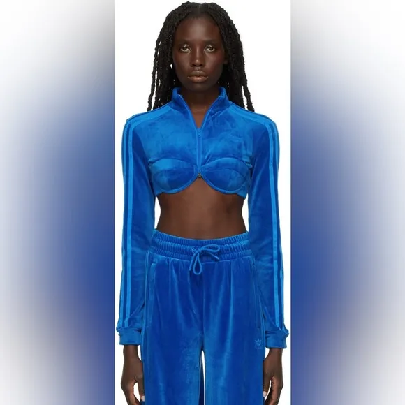 NWT Adidas X Jeremy Scott Velour Bustier Cropped Track Top Sweater Size XL