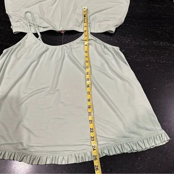 NWT‎ Anthropologie Eberjey Gisele Ruffled Cami Short Set Green Vert Pistachio XL