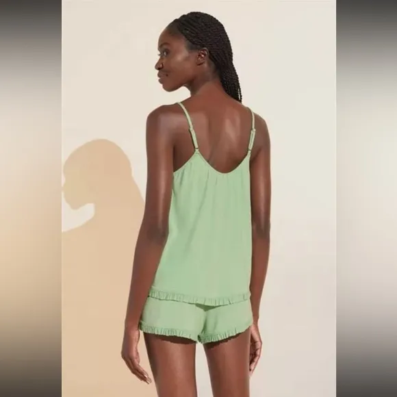 NWT‎ Anthropologie Eberjey Gisele Ruffled Cami Short Set Green Vert Pistachio XL