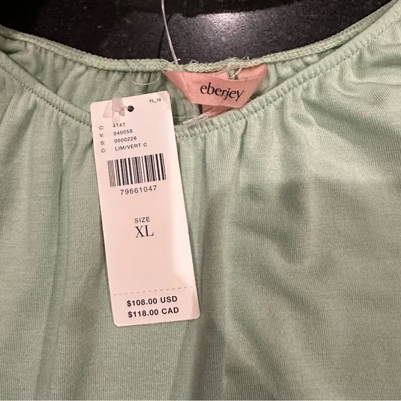 NWT‎ Anthropologie Eberjey Gisele Ruffled Cami Short Set Green Vert Pistachio XL