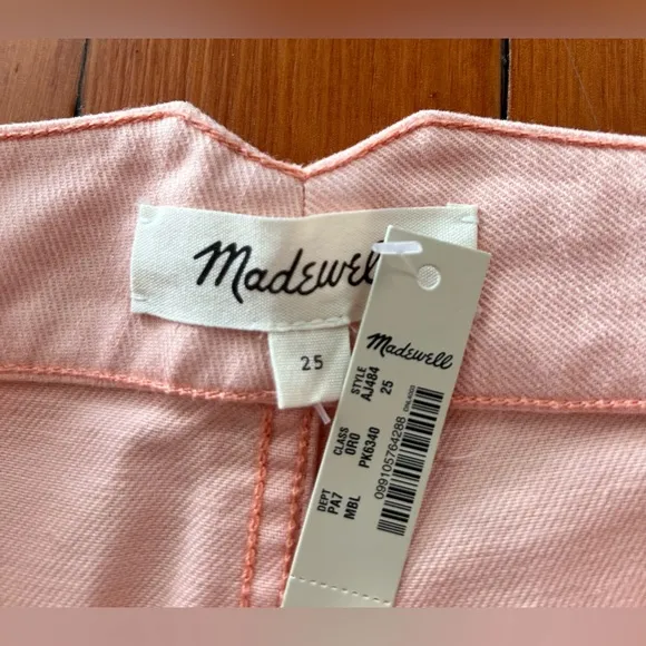 NWT Madewell Greenwich Relaxed Pants: Button-Front Edition - Pink - 25