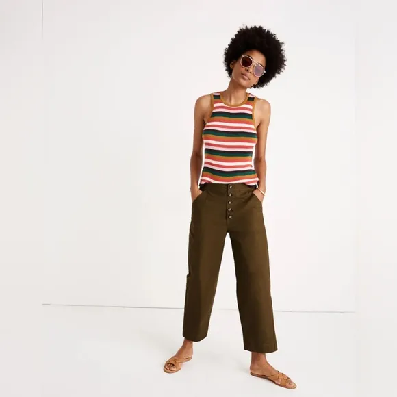 NWT Madewell Greenwich Relaxed Pants: Button-Front Edition - Pink - 25